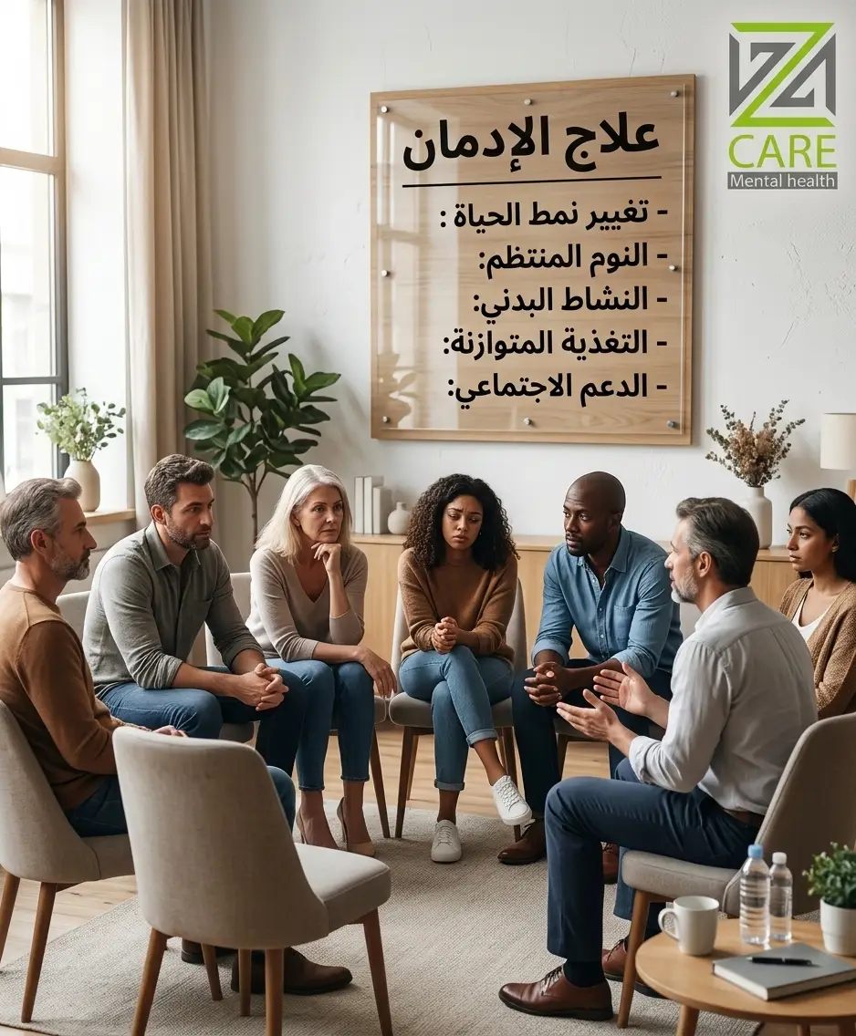 مجموعه تتلقى علاج الاكتئاب ضمن عدة افراد وارشادات العلاج على لوحه بالخلف